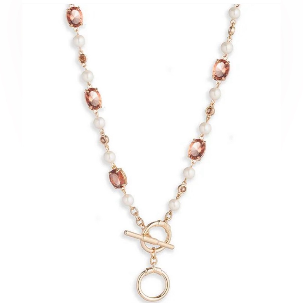 NWT Ralph Lauren - Stone & Pearl Toggle Necklace. - Picture 2 of 6